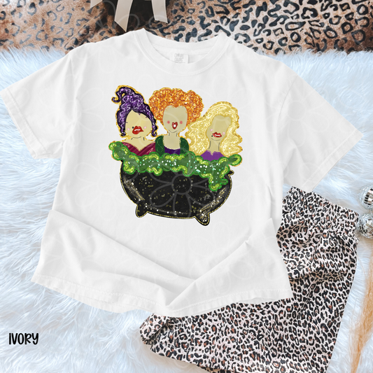 Hocus Pocus Faux Glitter Completed Tee