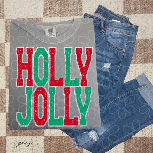 Holly Jolly Distressed Completed Tee