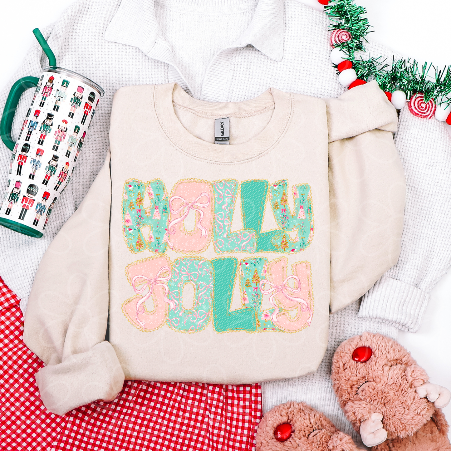 Holly Jolly Pink & Blue DTF Transfer