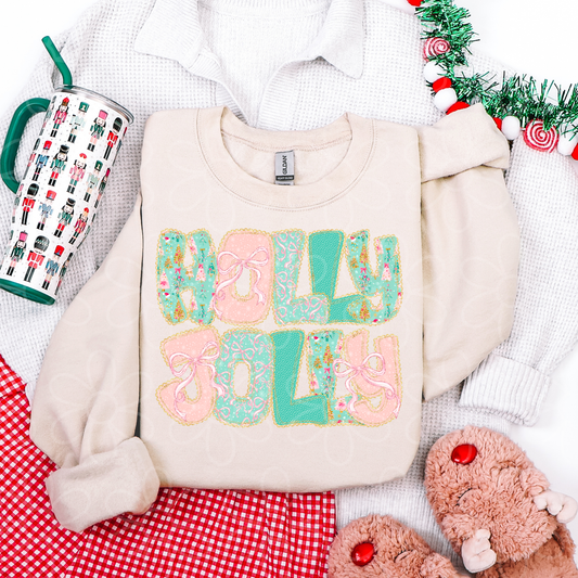 Holly Jolly Pink & Blue DTF Transfer