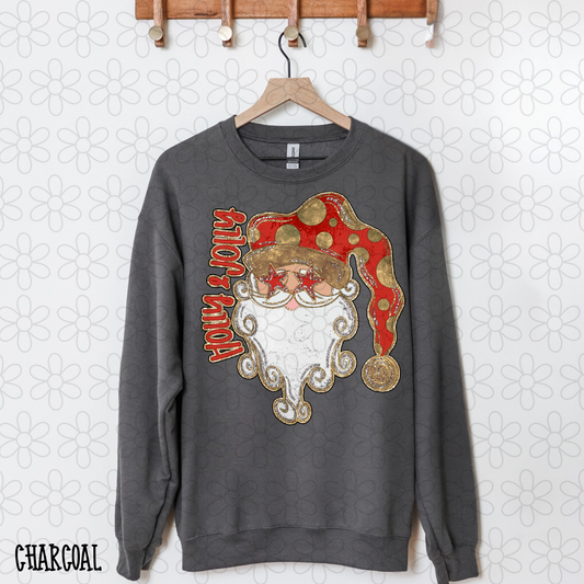 Holly & Jolly Santa Red Gold Completed Tee