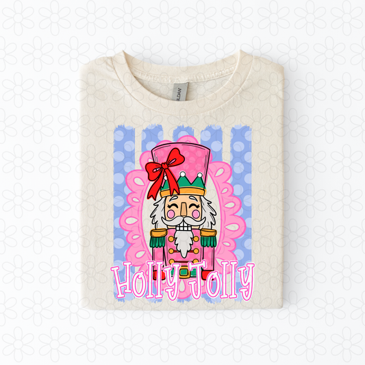 Holly Jolly nutcracker blue Completed Tee
