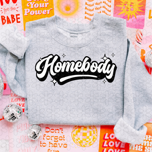 Homebody White Black DTF Transfer