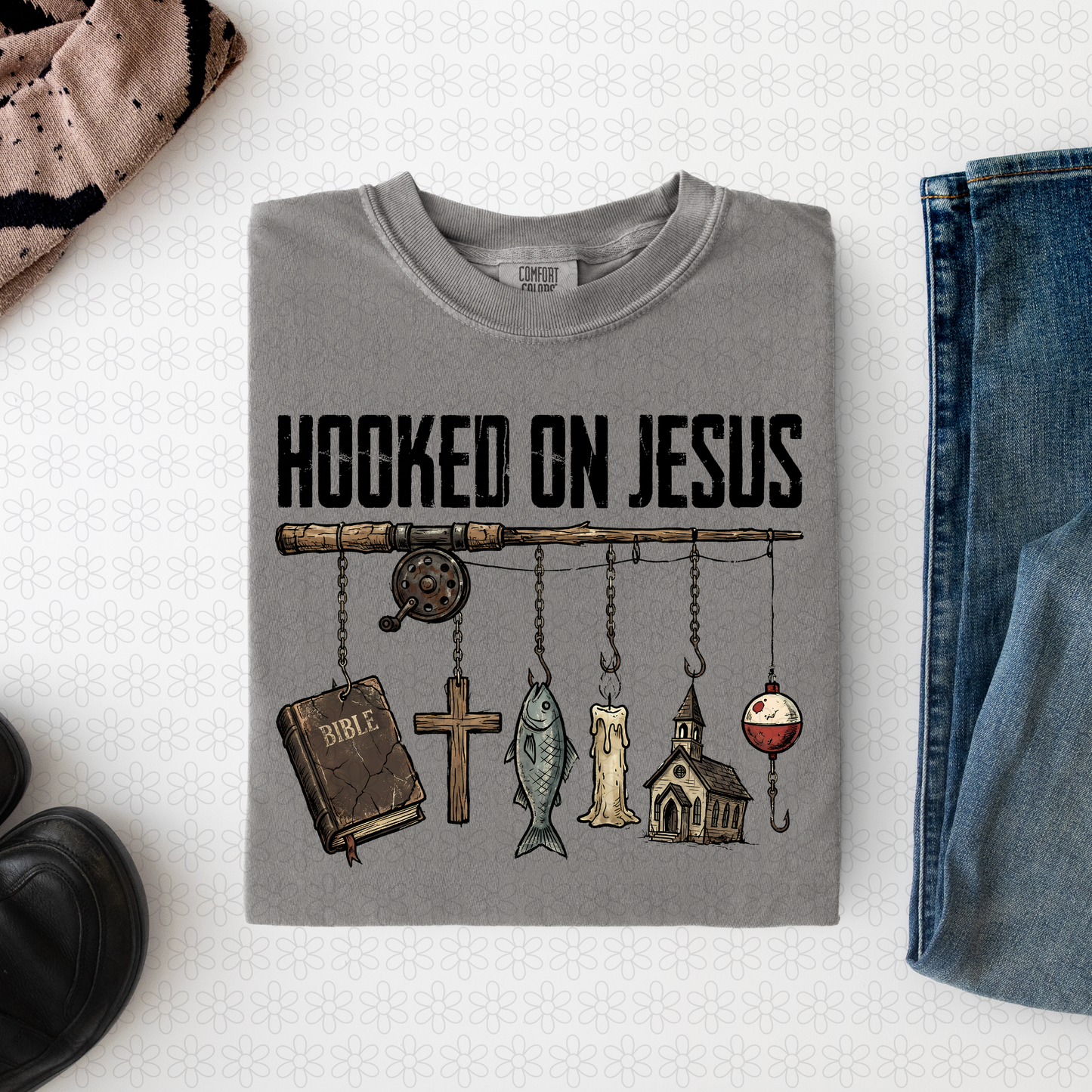 Hooked On Jesus DTF Transfer