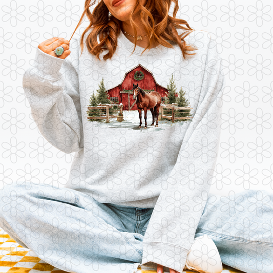 Horse Red Barn DTF Transfer