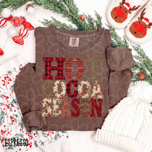 Hot Cocoa Season Stitch Patterns Completed Tee