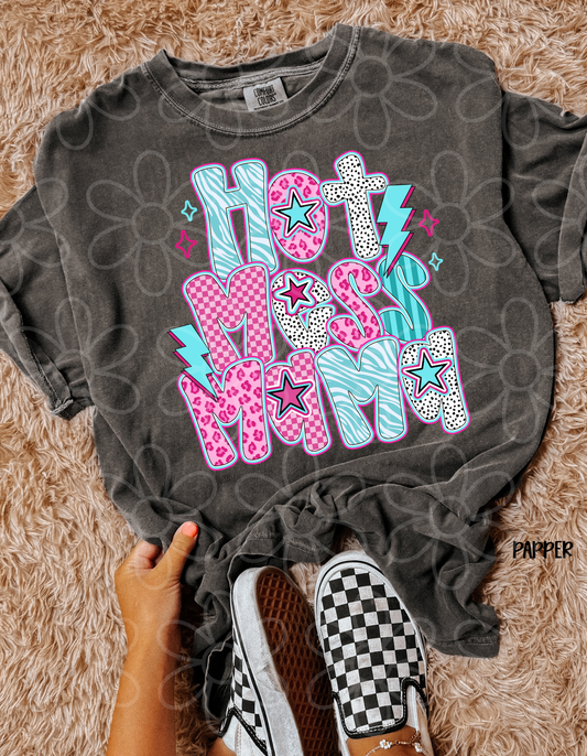 Hot Mess Mama Stars And Bolts DTF Transfer