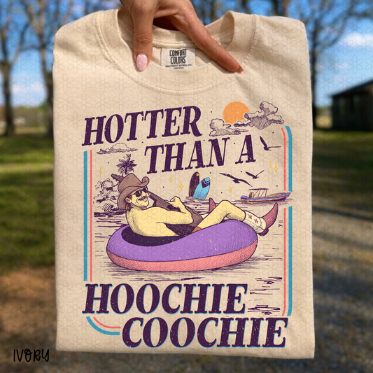 Hotter Than A Hoochie Coochie- Purple Completed Tee