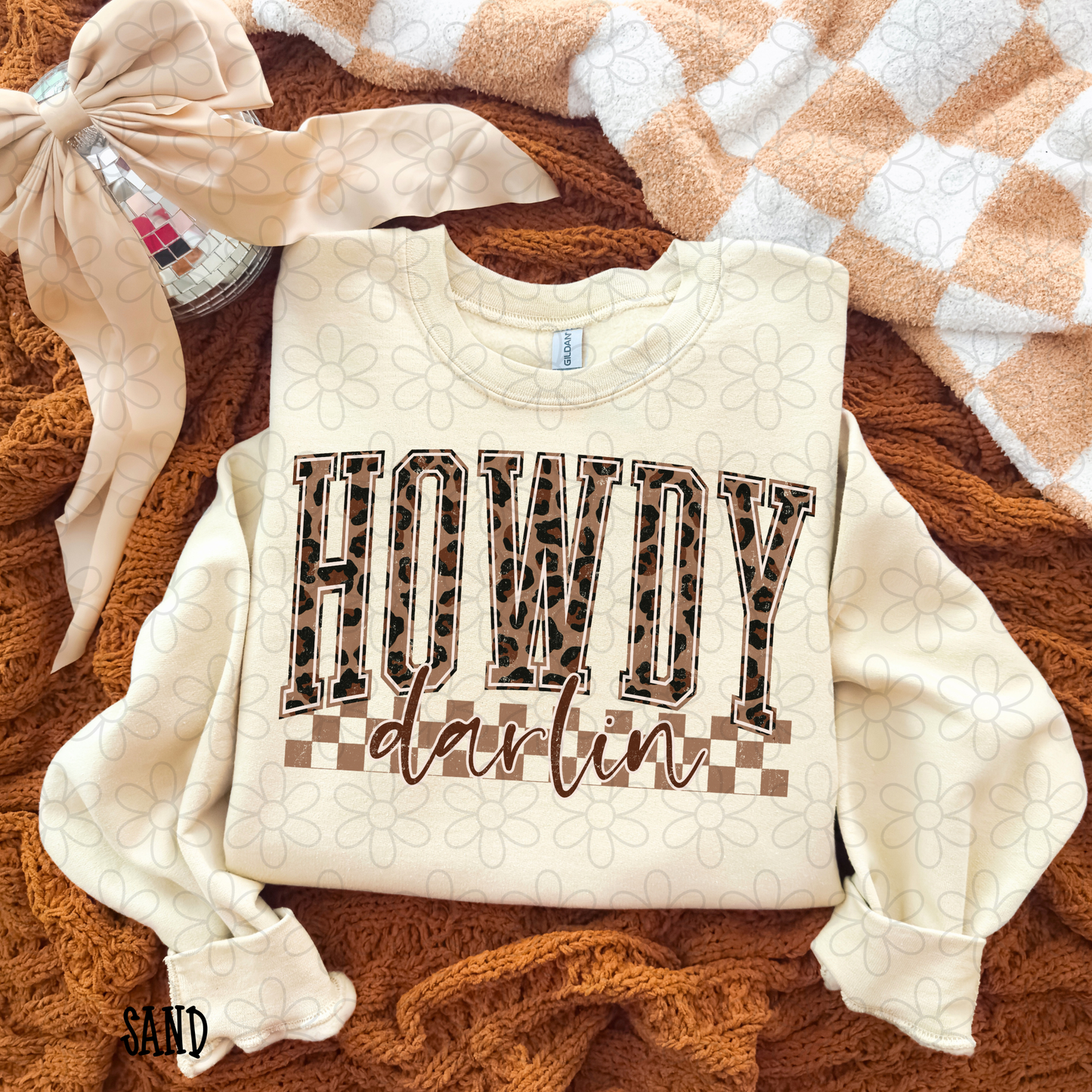 Howdy Darlin Leopard Checkered DTF Transfer