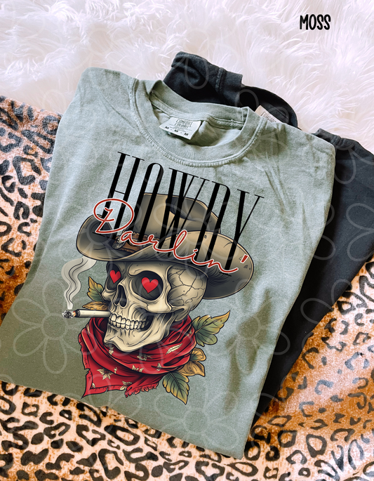 Howdy Darlin Skull Completed Tee