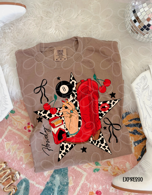 Howdy Leopard Star Red Boot DTF Transfer