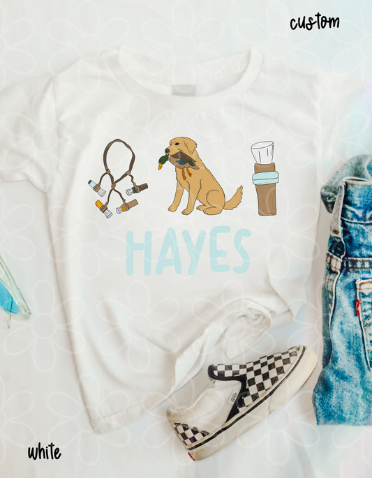 Hunting Dog Custom Name Kids Completed Tee