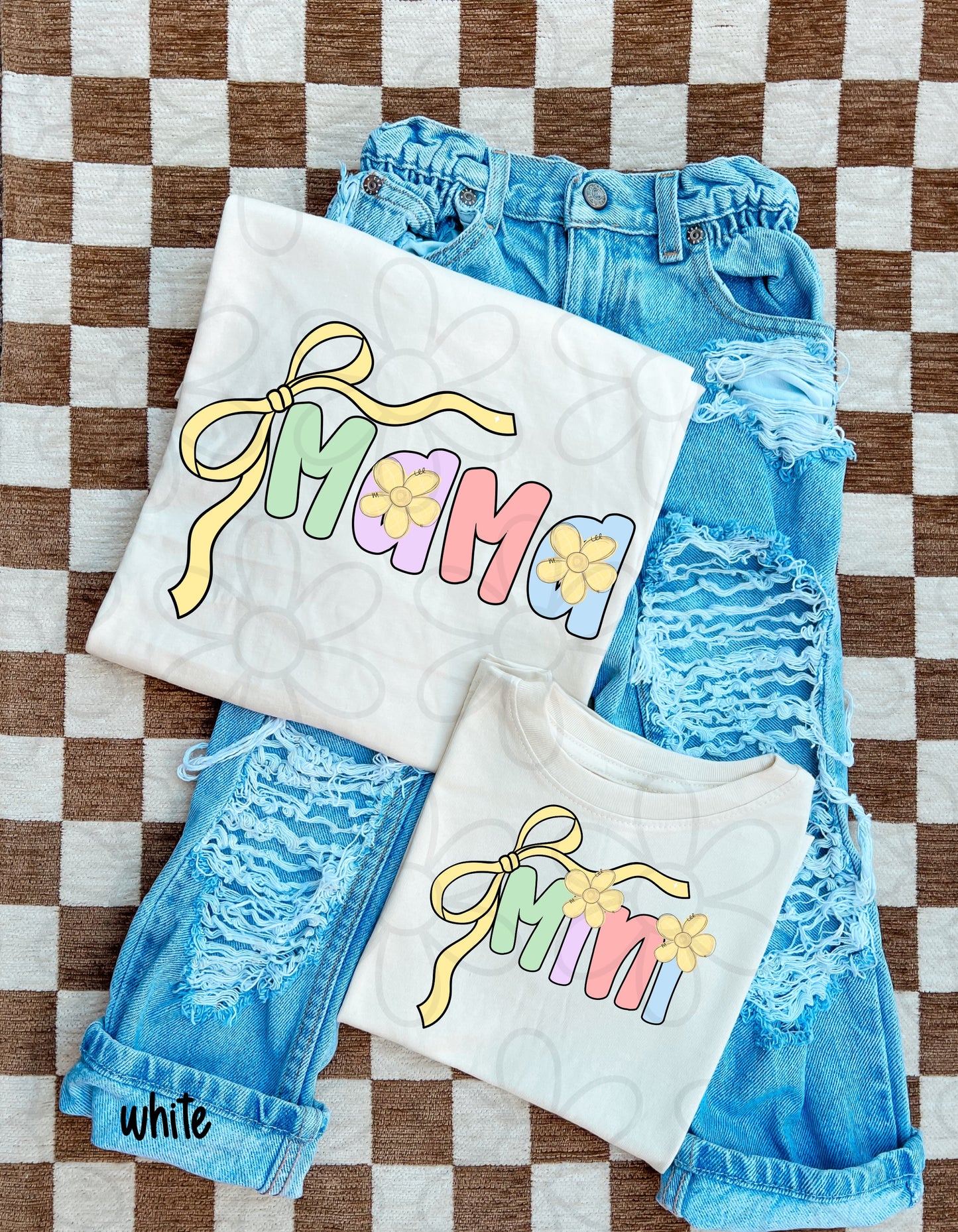 Pastel Bow Flower Mama DTF Transfer