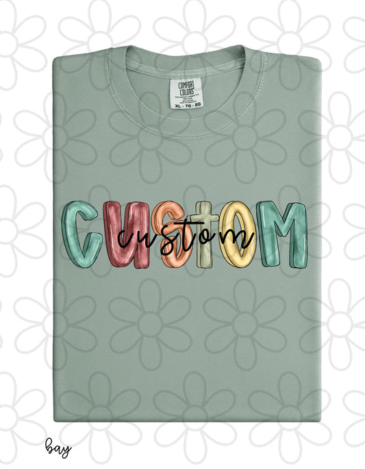 Custom Cursive Neutral Ombre Names Completed Tee