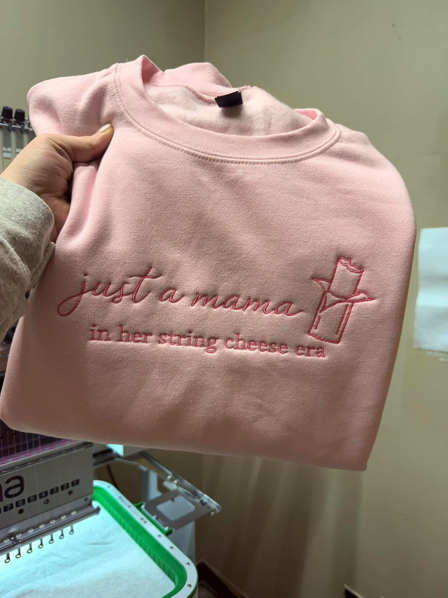 Just A Mama In Her String Cheese Era Embroidery