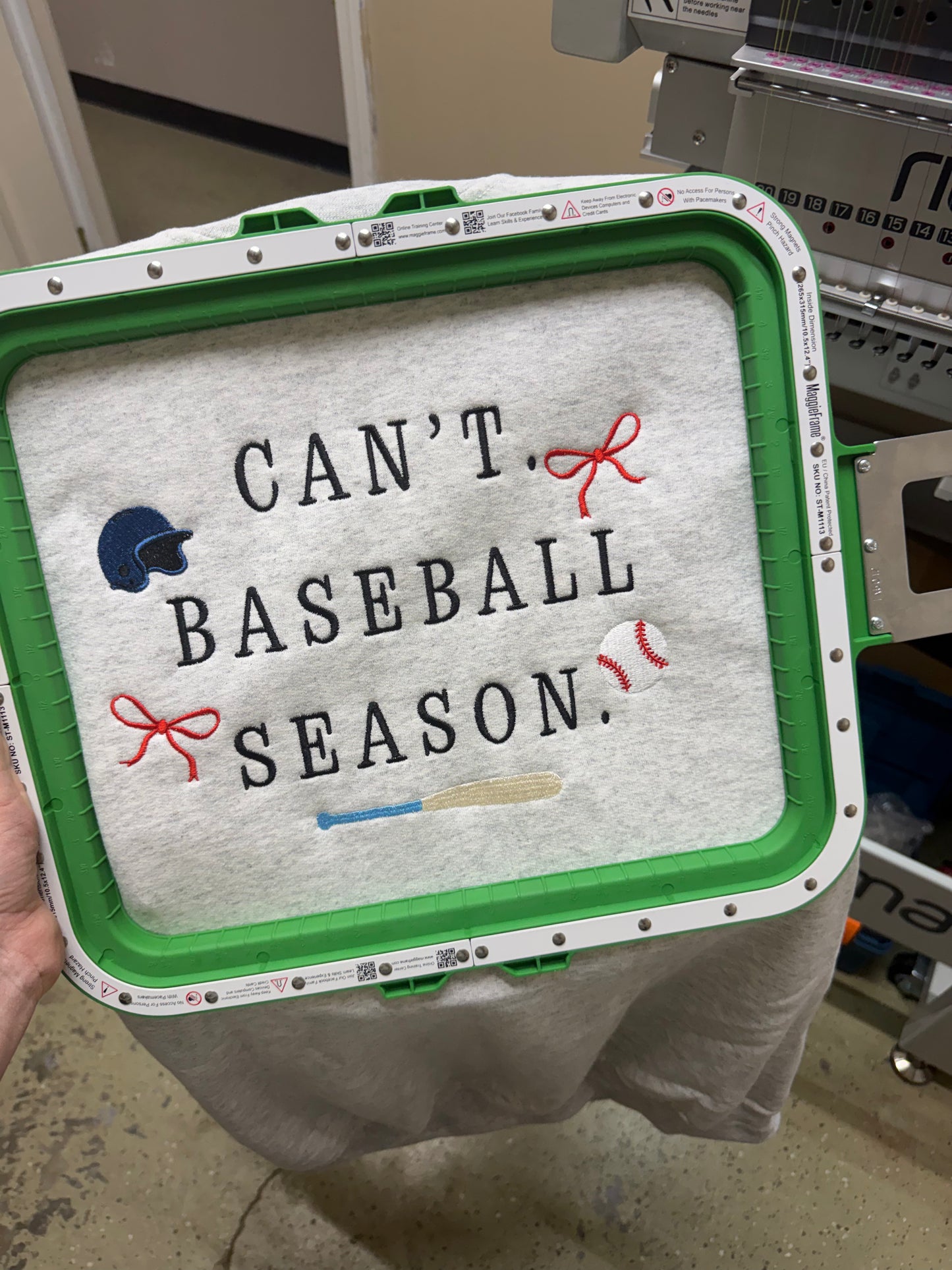 Can’t Baseball Season Embroidery