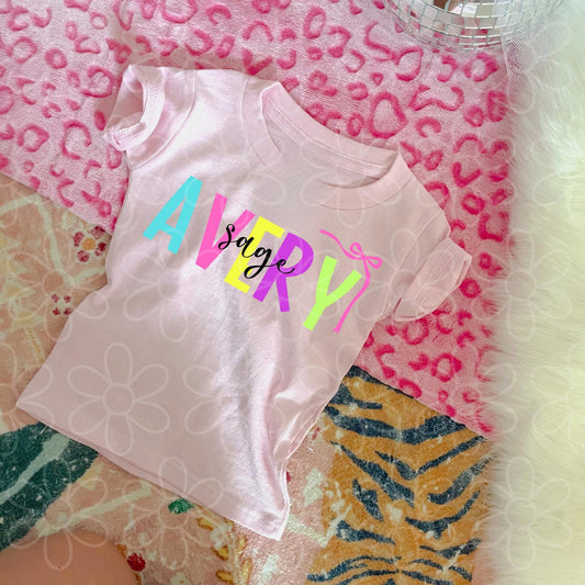 Custom Girls Name Kids Completed Tee