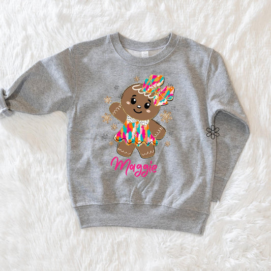 Custom Name Girl Gingerbread Adult Completed Tee