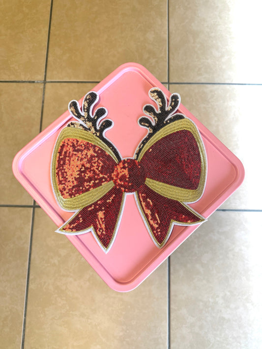 Bow antlers coquette sequin patch