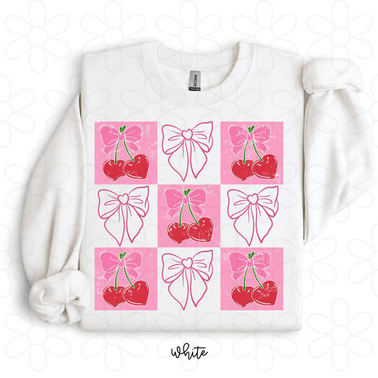 Cherry Bow Coquette Kids Completed Tee