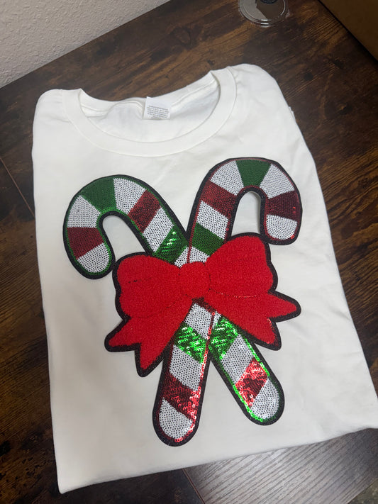 Green and Red Candy Cane WIth Bow Patch