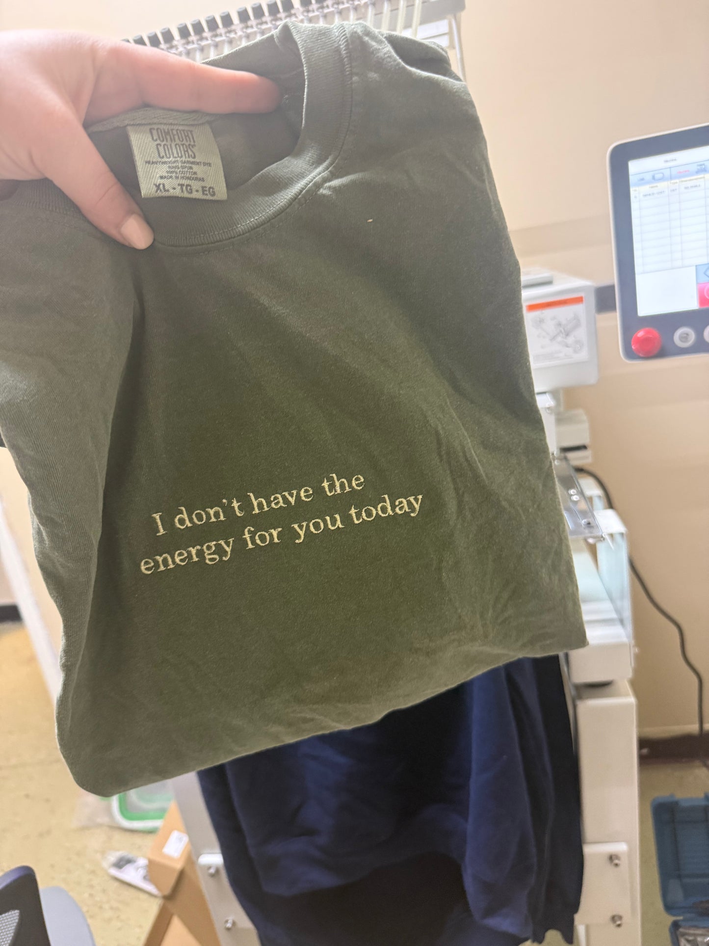 I Don't Have The Energy For You Today Embroidery