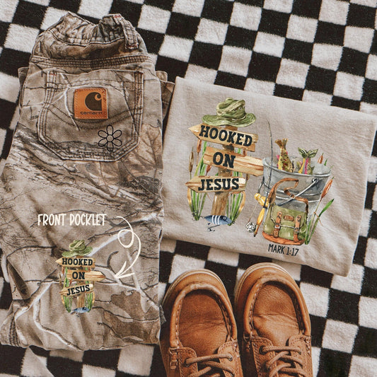 Hooked On Jesus Front & Back Completed Tee