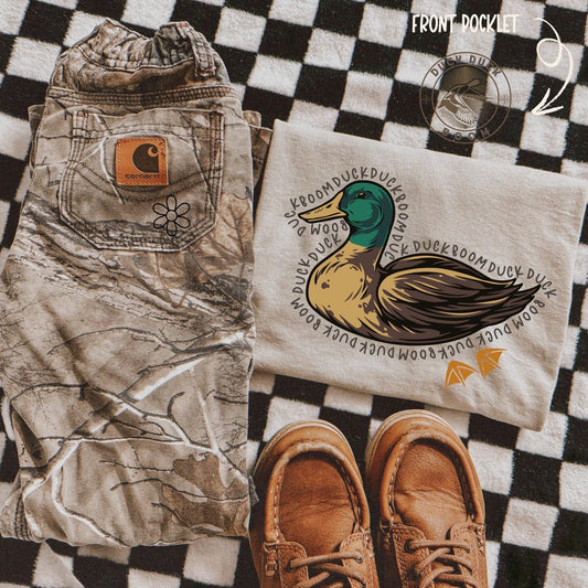 Duck Duck Boom Front & Back Completed Tee