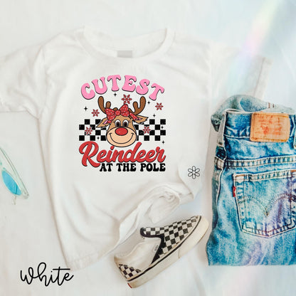 Girl Cutest Reindeer At The Pole Completed Tee