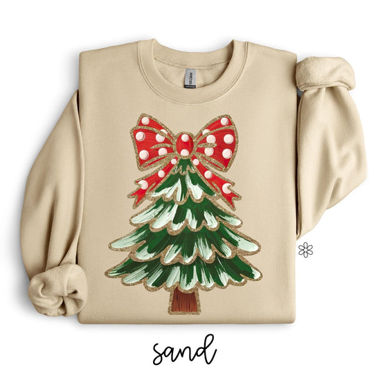 Red Coquette Big Polka Dot Bow Tree Kids Completed Tee