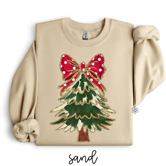 Red Coquette Small Polka Dot Bow Tree Kids Completed Tee