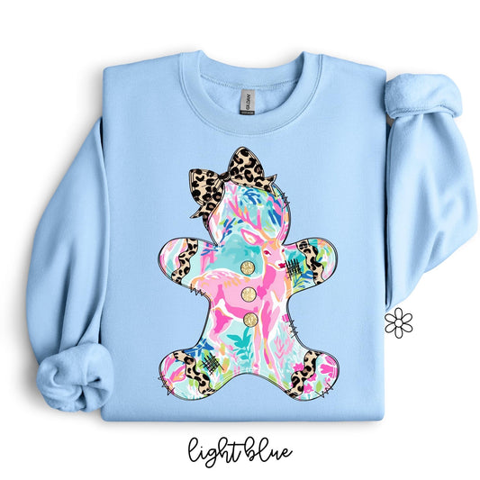 Colorful Gingerbread With Leopard Bow Kids Completed Tee