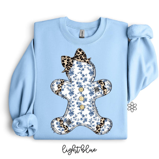 Blue Floral Gingerbread Kids Completed Tee