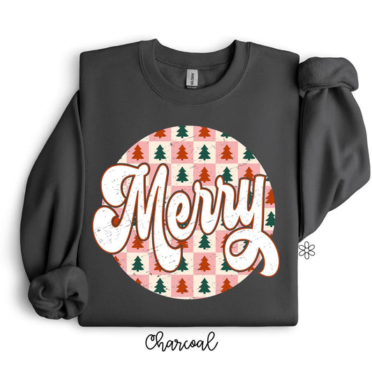 Merry On Check Tree Circle Kids Completed Tee