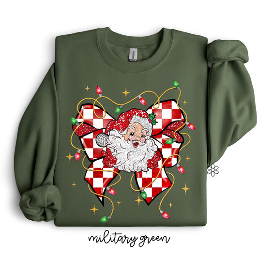 Santa Check Bow Kids Completed Tee