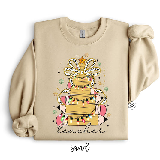 Teacher Christmas Tree Kids Completed Tee
