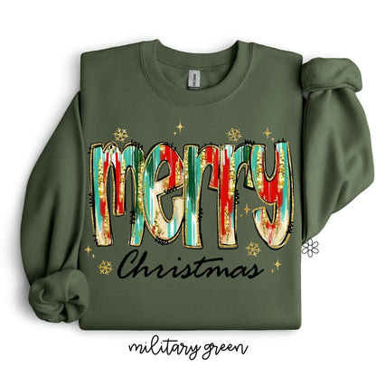 Merry Christmas Gold Glitter Completed Tee