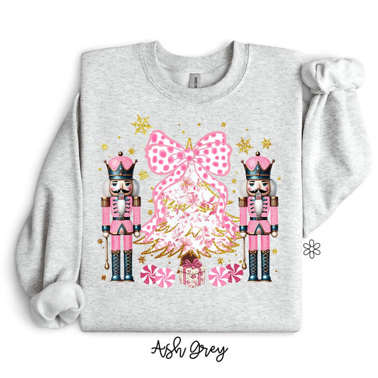 Pink Nutcrackers Christmas Tree Kids Completed Tee