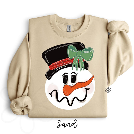 Snowman Green Bow Kids Completed Tee