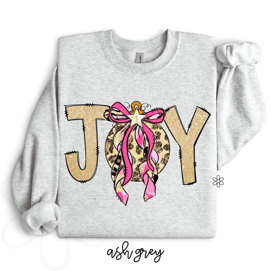 Gold Glitter Pink Bow Joy Kids Completed Tee