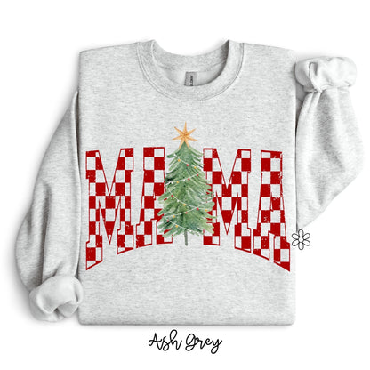 Red Check Mama Tree Completed Tee