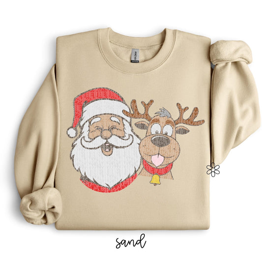 Santa and Reindeer Kids Completed Tee