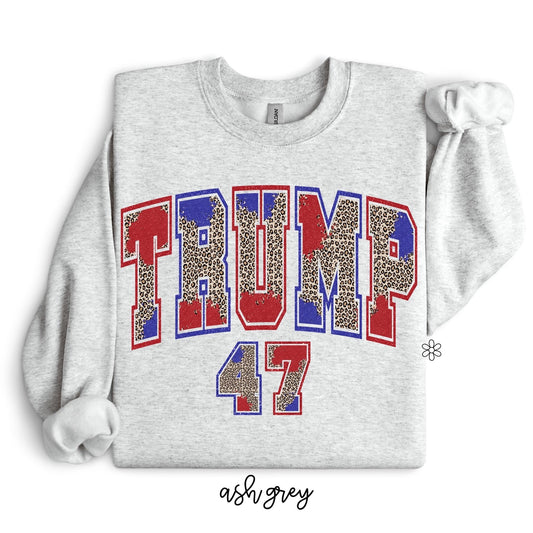 Red & Blue Leopard Trump 47  Kids Completed Tee