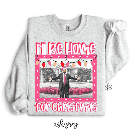 Pink Trump I'll Be Home For Christmas Kids Completed Tee