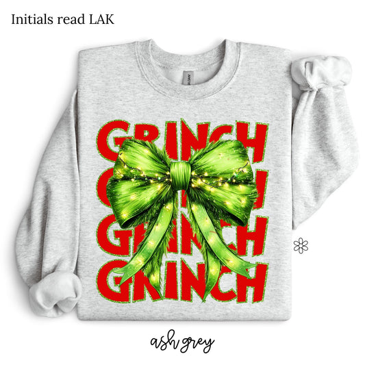 Grinch Bow Kids Completed Tee