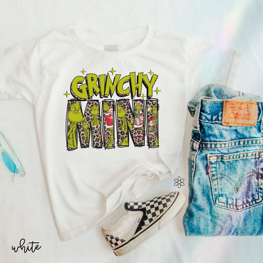 Grinchy Mini Leopard Kids Completed Tee