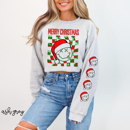 Retro Merry Christmas Smiley Completed Tee