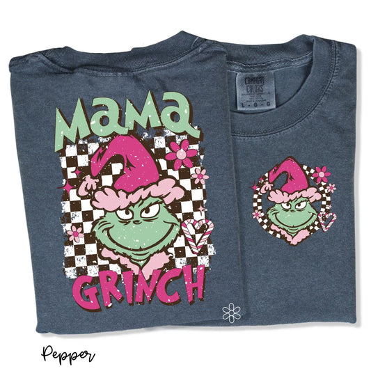 Retro Mama Grinch Front & Back Completed Tee