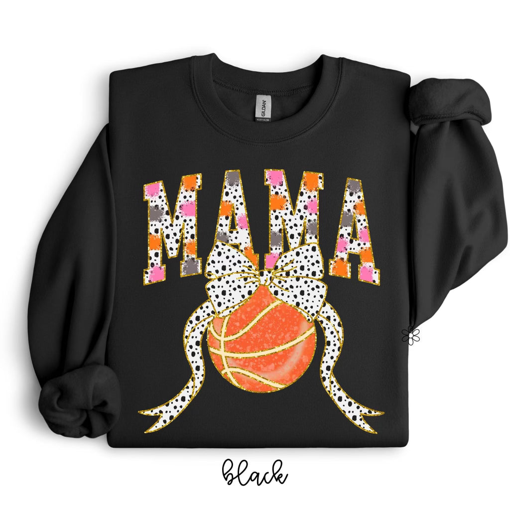 Glitter Basketball Coquette Mama Completed Tee
