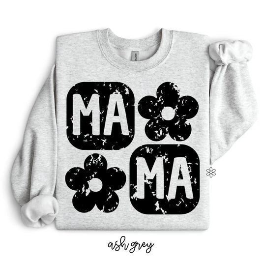 Distressed Mama Floral Completed Tee